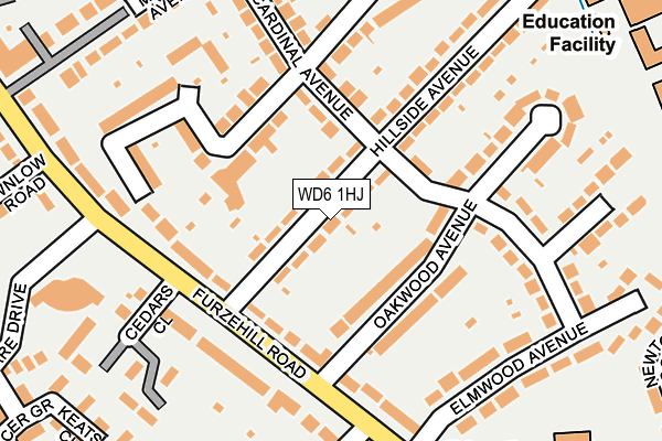 WD6 1HJ map - OS OpenMap – Local (Ordnance Survey) WD6 1HJ map - OS OpenMap – Local (Ordnance Survey)