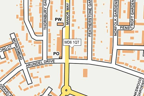 WD6 1QT map - OS OpenMap – Local (Ordnance Survey) WD6 1QT map - OS OpenMap – Local (Ordnance Survey)