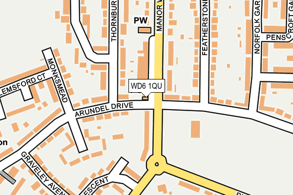 WD6 1QU map - OS OpenMap – Local (Ordnance Survey) WD6 1QU map - OS OpenMap – Local (Ordnance Survey)