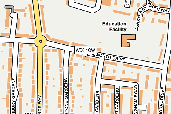 WD6 1QW map - OS OpenMap – Local (Ordnance Survey) WD6 1QW map - OS OpenMap – Local (Ordnance Survey)