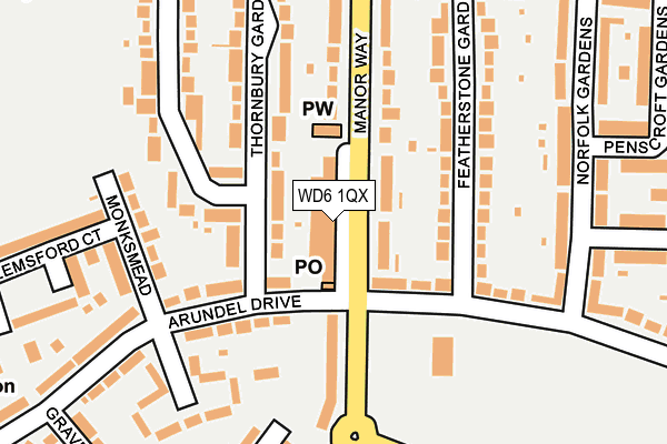 WD6 1QX map - OS OpenMap – Local (Ordnance Survey) WD6 1QX map - OS OpenMap – Local (Ordnance Survey)
