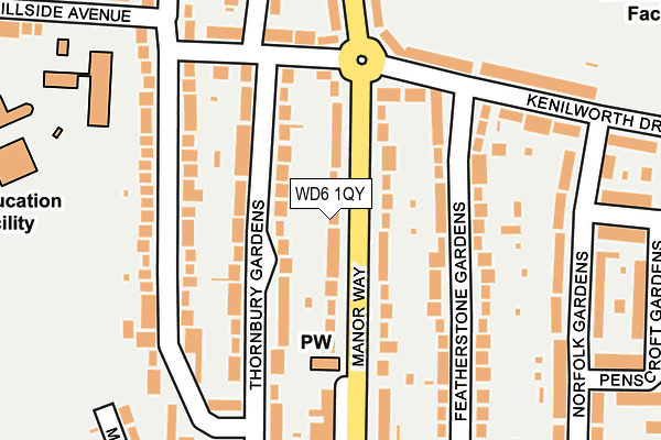 WD6 1QY map - OS OpenMap – Local (Ordnance Survey) WD6 1QY map - OS OpenMap – Local (Ordnance Survey)