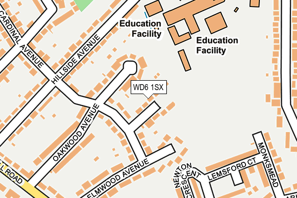 WD6 1SX map - OS OpenMap – Local (Ordnance Survey) WD6 1SX map - OS OpenMap – Local (Ordnance Survey)