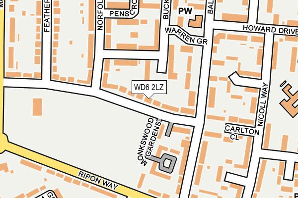 WD6 2LZ map - OS OpenMap – Local (Ordnance Survey) WD6 2LZ map - OS OpenMap – Local (Ordnance Survey)