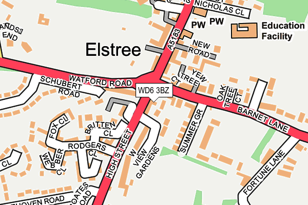 WD6 3BZ map - OS OpenMap – Local (Ordnance Survey) WD6 3BZ map - OS OpenMap – Local (Ordnance Survey)