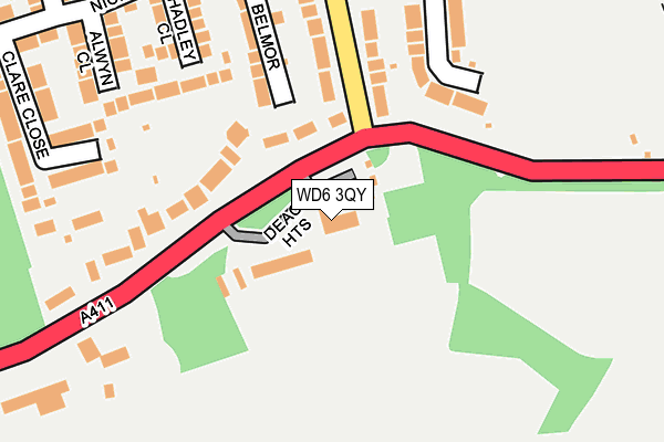 WD6 3QY map - OS OpenMap – Local (Ordnance Survey)