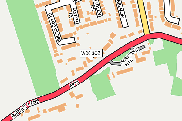 WD6 3QZ map - OS OpenMap – Local (Ordnance Survey) WD6 3QZ map - OS OpenMap – Local (Ordnance Survey)