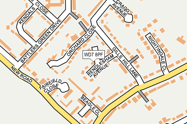 WD7 8PF map - OS OpenMap – Local (Ordnance Survey) WD7 8PF map - OS OpenMap – Local (Ordnance Survey)