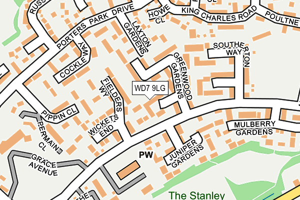 WD7 9LG map - OS OpenMap – Local (Ordnance Survey)