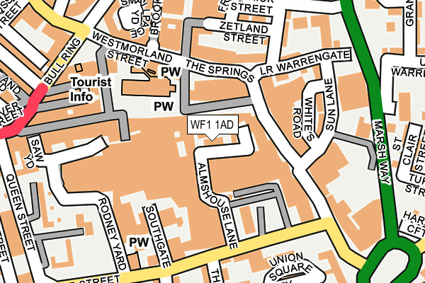 WF1 1AD map - OS OpenMap – Local (Ordnance Survey) WF1 1AD map - OS OpenMap – Local (Ordnance Survey)