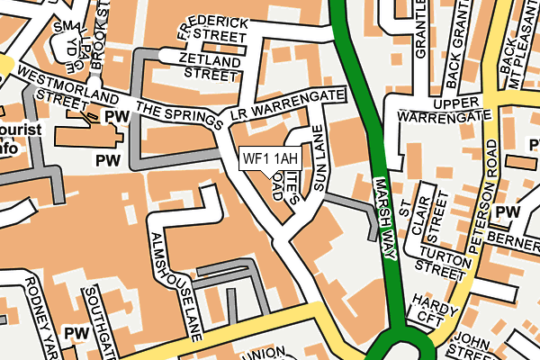 WF1 1AH map - OS OpenMap – Local (Ordnance Survey) WF1 1AH map - OS OpenMap – Local (Ordnance Survey)