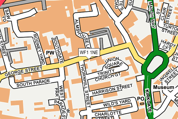 WF1 1NE map - OS OpenMap – Local (Ordnance Survey) WF1 1NE map - OS OpenMap – Local (Ordnance Survey)