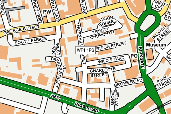 WF1 1PS map - OS OpenMap – Local (Ordnance Survey) WF1 1PS map - OS OpenMap – Local (Ordnance Survey)