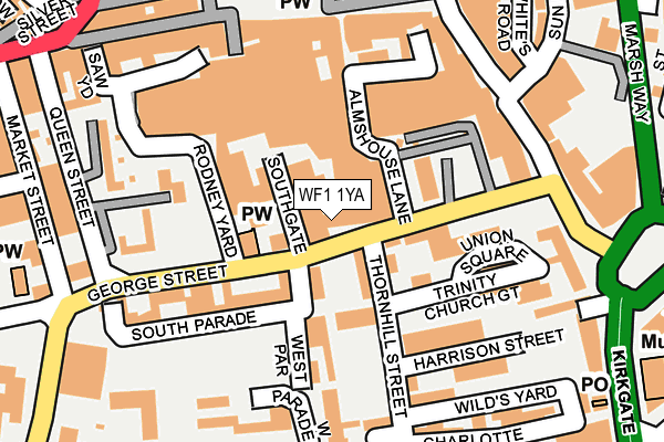 WF1 1YA map - OS OpenMap – Local (Ordnance Survey) WF1 1YA map - OS OpenMap – Local (Ordnance Survey)