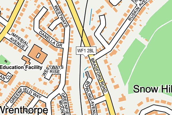 WF1 2BL map - OS OpenMap – Local (Ordnance Survey) WF1 2BL map - OS OpenMap – Local (Ordnance Survey)