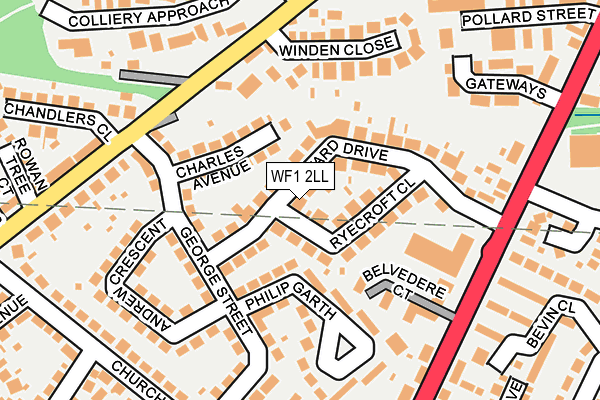 WF1 2LL map - OS OpenMap – Local (Ordnance Survey) WF1 2LL map - OS OpenMap – Local (Ordnance Survey)