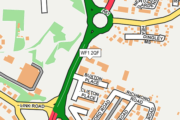 WF1 2QF map - OS OpenMap – Local (Ordnance Survey) WF1 2QF map - OS OpenMap – Local (Ordnance Survey)