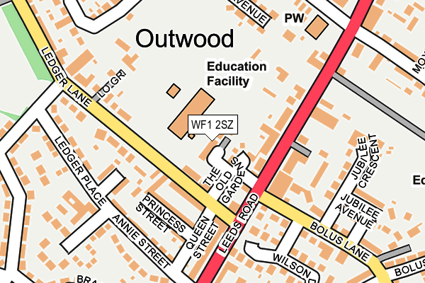 WF1 2SZ map - OS OpenMap – Local (Ordnance Survey) WF1 2SZ map - OS OpenMap – Local (Ordnance Survey)