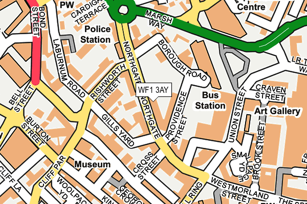 WF1 3AY map - OS OpenMap – Local (Ordnance Survey) WF1 3AY map - OS OpenMap – Local (Ordnance Survey)