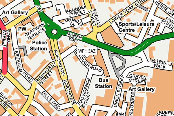WF1 3AZ map - OS OpenMap – Local (Ordnance Survey) WF1 3AZ map - OS OpenMap – Local (Ordnance Survey)