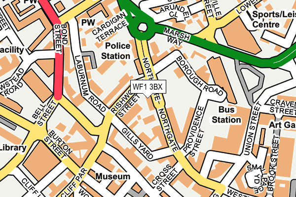 WF1 3BX map - OS OpenMap – Local (Ordnance Survey) WF1 3BX map - OS OpenMap – Local (Ordnance Survey)