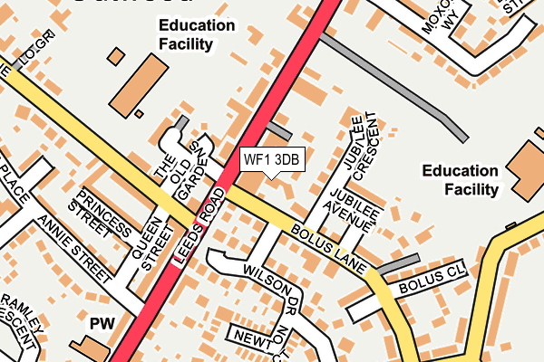 WF1 3DB map - OS OpenMap – Local (Ordnance Survey) WF1 3DB map - OS OpenMap – Local (Ordnance Survey)