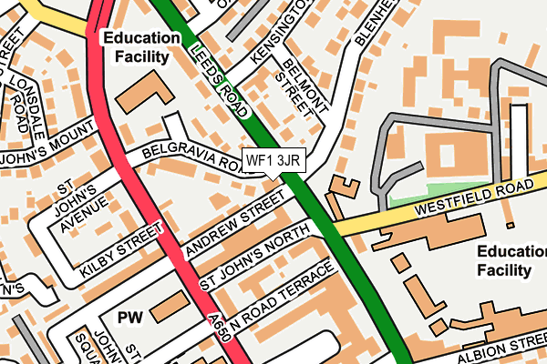 WF1 3JR map - OS OpenMap – Local (Ordnance Survey) WF1 3JR map - OS OpenMap – Local (Ordnance Survey)