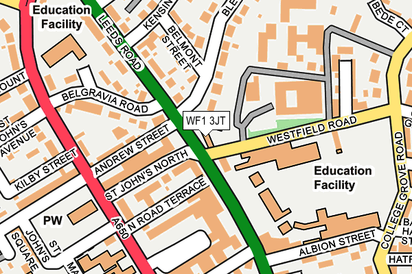 WF1 3JT map - OS OpenMap – Local (Ordnance Survey) WF1 3JT map - OS OpenMap – Local (Ordnance Survey)