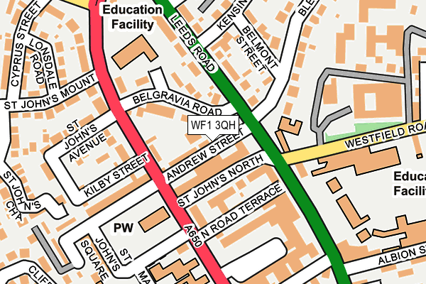WF1 3QH map - OS OpenMap – Local (Ordnance Survey) WF1 3QH map - OS OpenMap – Local (Ordnance Survey)