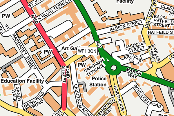 WF1 3QN map - OS OpenMap – Local (Ordnance Survey)