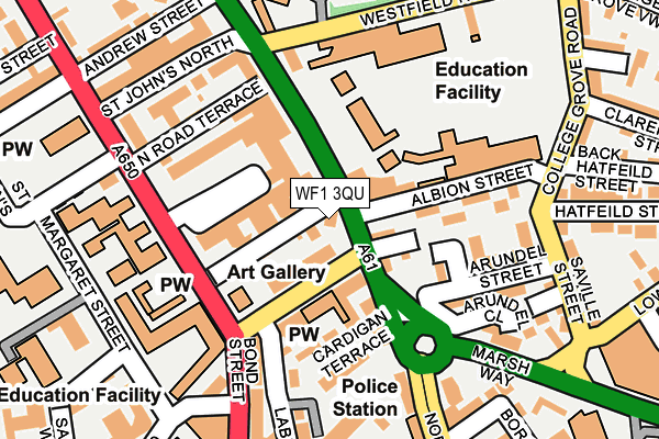 WF1 3QU map - OS OpenMap – Local (Ordnance Survey) WF1 3QU map - OS OpenMap – Local (Ordnance Survey)