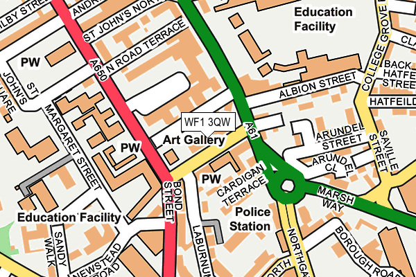 WF1 3QW map - OS OpenMap – Local (Ordnance Survey)