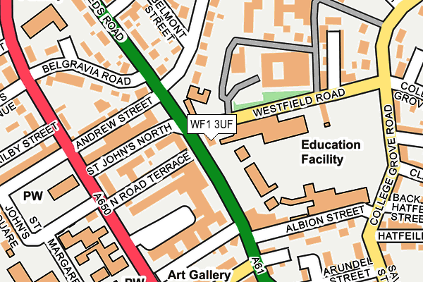 WF1 3UF map - OS OpenMap – Local (Ordnance Survey) WF1 3UF map - OS OpenMap – Local (Ordnance Survey)