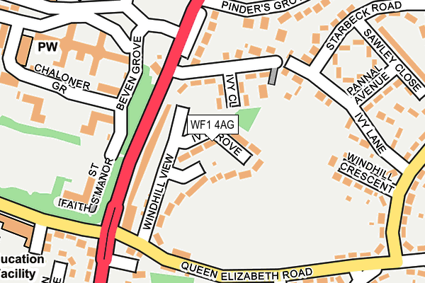 WF1 4AG map - OS OpenMap – Local (Ordnance Survey) WF1 4AG map - OS OpenMap – Local (Ordnance Survey)