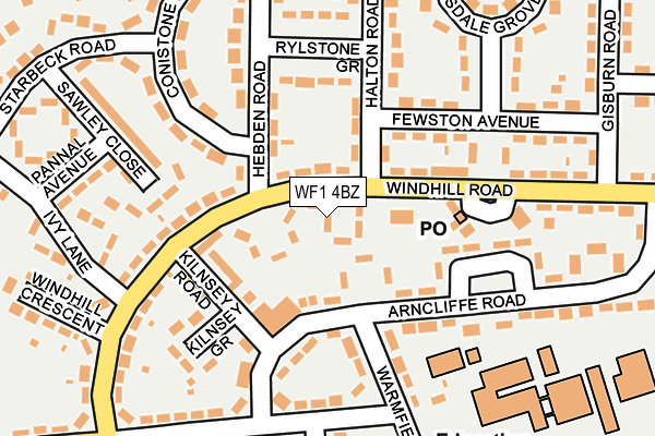 WF1 4BZ map - OS OpenMap – Local (Ordnance Survey) WF1 4BZ map - OS OpenMap – Local (Ordnance Survey)