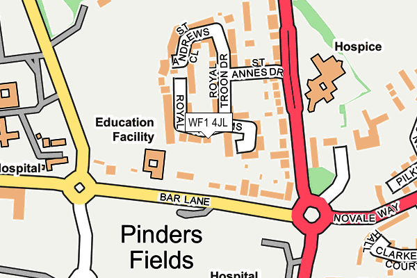 WF1 4JL map - OS OpenMap – Local (Ordnance Survey) WF1 4JL map - OS OpenMap – Local (Ordnance Survey)