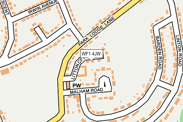 WF1 4JW map - OS OpenMap – Local (Ordnance Survey) WF1 4JW map - OS OpenMap – Local (Ordnance Survey)