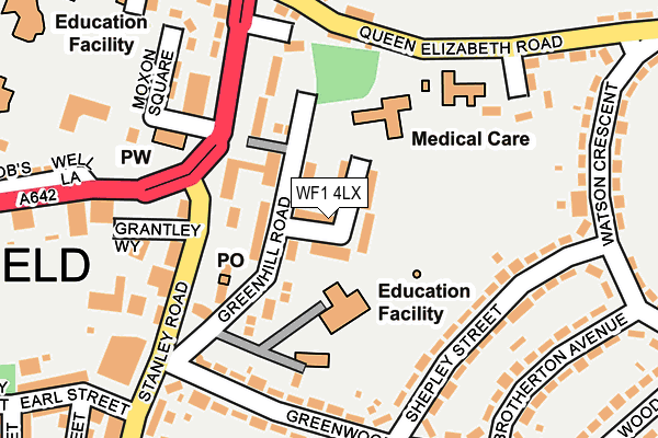 WF1 4LX map - OS OpenMap – Local (Ordnance Survey) WF1 4LX map - OS OpenMap – Local (Ordnance Survey)