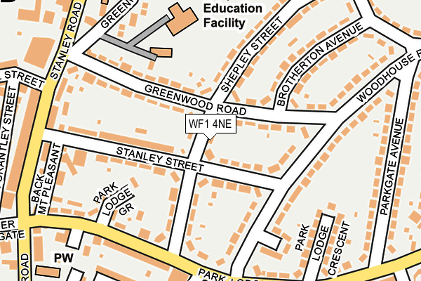 WF1 4NE map - OS OpenMap – Local (Ordnance Survey) WF1 4NE map - OS OpenMap – Local (Ordnance Survey)
