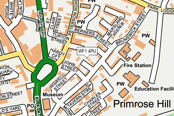 WF1 4PU map - OS OpenMap – Local (Ordnance Survey) WF1 4PU map - OS OpenMap – Local (Ordnance Survey)