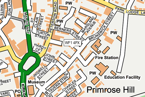 WF1 4PX map - OS OpenMap – Local (Ordnance Survey) WF1 4PX map - OS OpenMap – Local (Ordnance Survey)