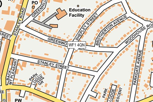 WF1 4QN map - OS OpenMap – Local (Ordnance Survey) WF1 4QN map - OS OpenMap – Local (Ordnance Survey)