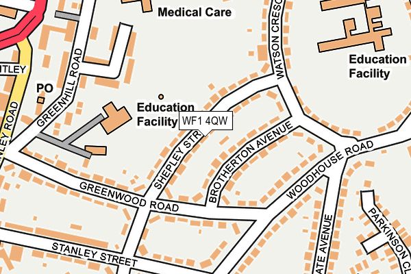 WF1 4QW map - OS OpenMap – Local (Ordnance Survey) WF1 4QW map - OS OpenMap – Local (Ordnance Survey)