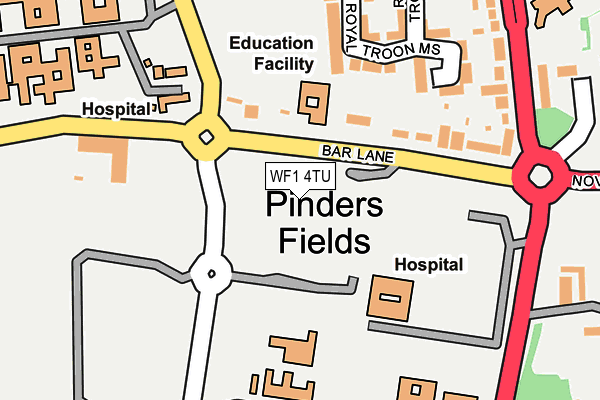 WF1 4TU map - OS OpenMap – Local (Ordnance Survey) WF1 4TU map - OS OpenMap – Local (Ordnance Survey)