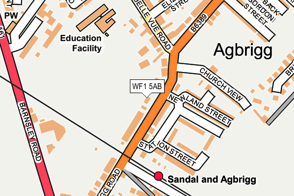WF1 5AB map - OS OpenMap – Local (Ordnance Survey) WF1 5AB map - OS OpenMap – Local (Ordnance Survey)