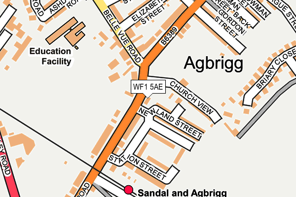 WF1 5AE map - OS OpenMap – Local (Ordnance Survey) WF1 5AE map - OS OpenMap – Local (Ordnance Survey)