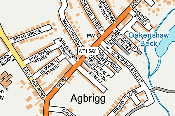 WF1 5AY map - OS OpenMap – Local (Ordnance Survey) WF1 5AY map - OS OpenMap – Local (Ordnance Survey)