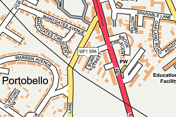 WF1 5PA map - OS OpenMap – Local (Ordnance Survey) WF1 5PA map - OS OpenMap – Local (Ordnance Survey)
