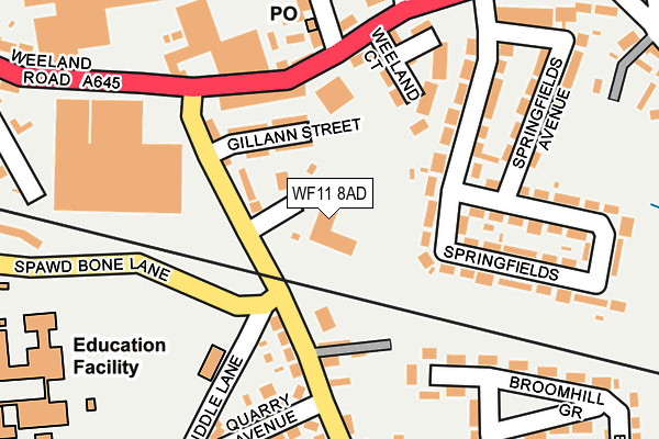 WF11 8AD map - OS OpenMap – Local (Ordnance Survey) WF11 8AD map - OS OpenMap – Local (Ordnance Survey)