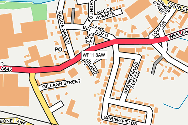 WF11 8AW map - OS OpenMap – Local (Ordnance Survey) WF11 8AW map - OS OpenMap – Local (Ordnance Survey)
